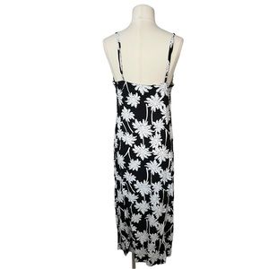 Black & White Palm-Print Slip Dress - Women's
